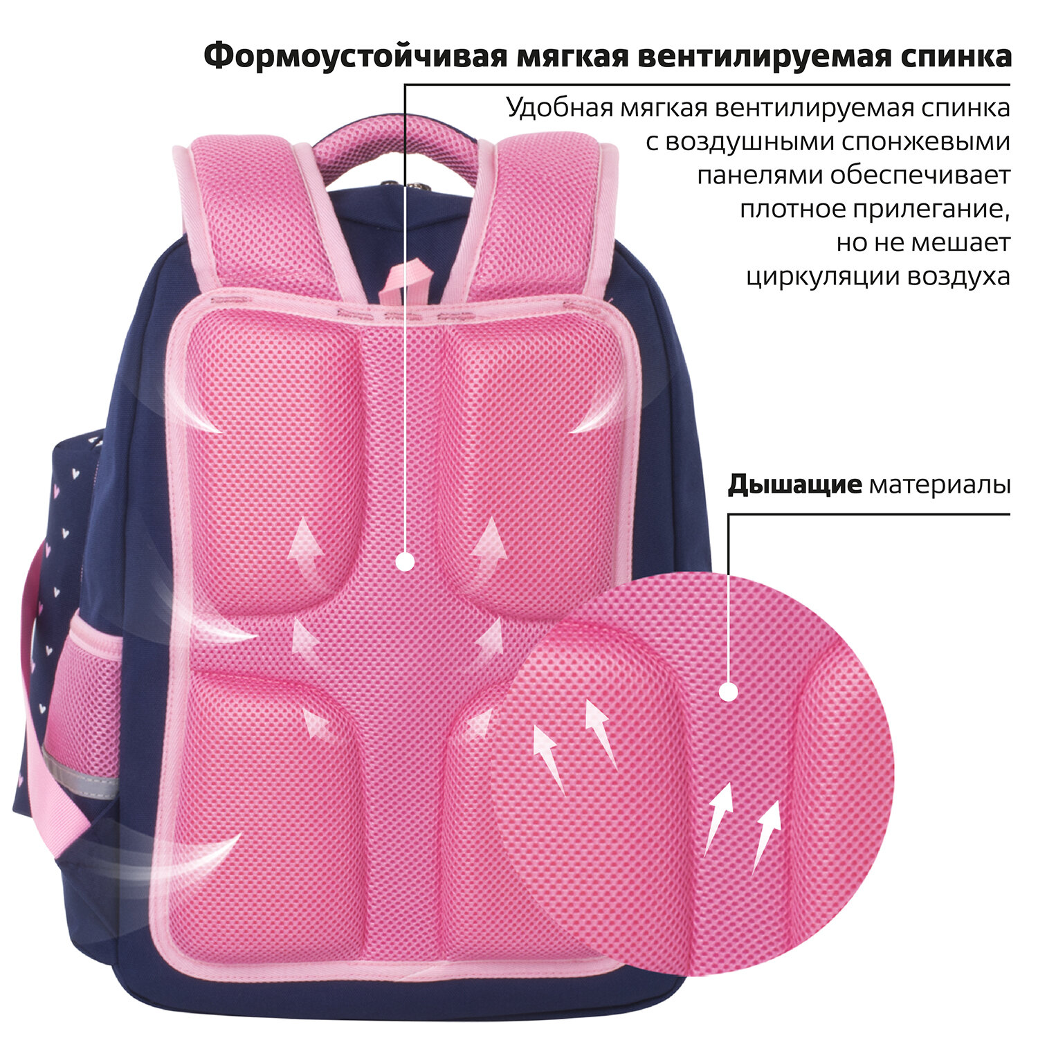 Рюкзак Юнландия Complete с пеналом в комплекте эрго-спинка Pink bow - фото 5