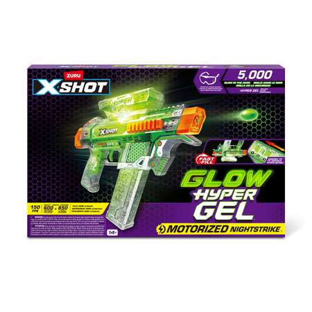 Игровой набор для стрельбы Zuru XSHOT  Hypergel glow in the dark Бластер Найтстрайкер 5000 гелевых шариков в комплекте