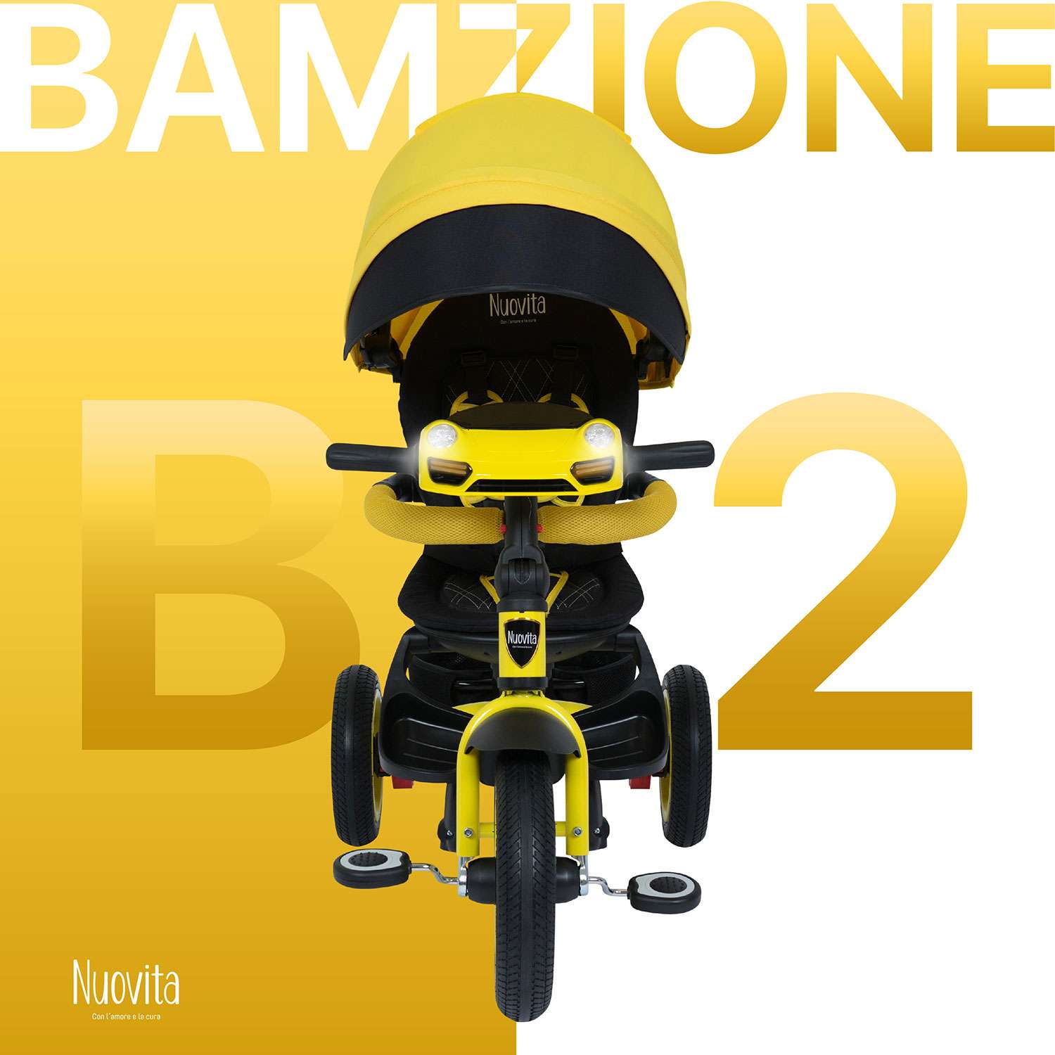 Трехколесный велосипед Nuovita Bamzione B2 Желтый - фото 2