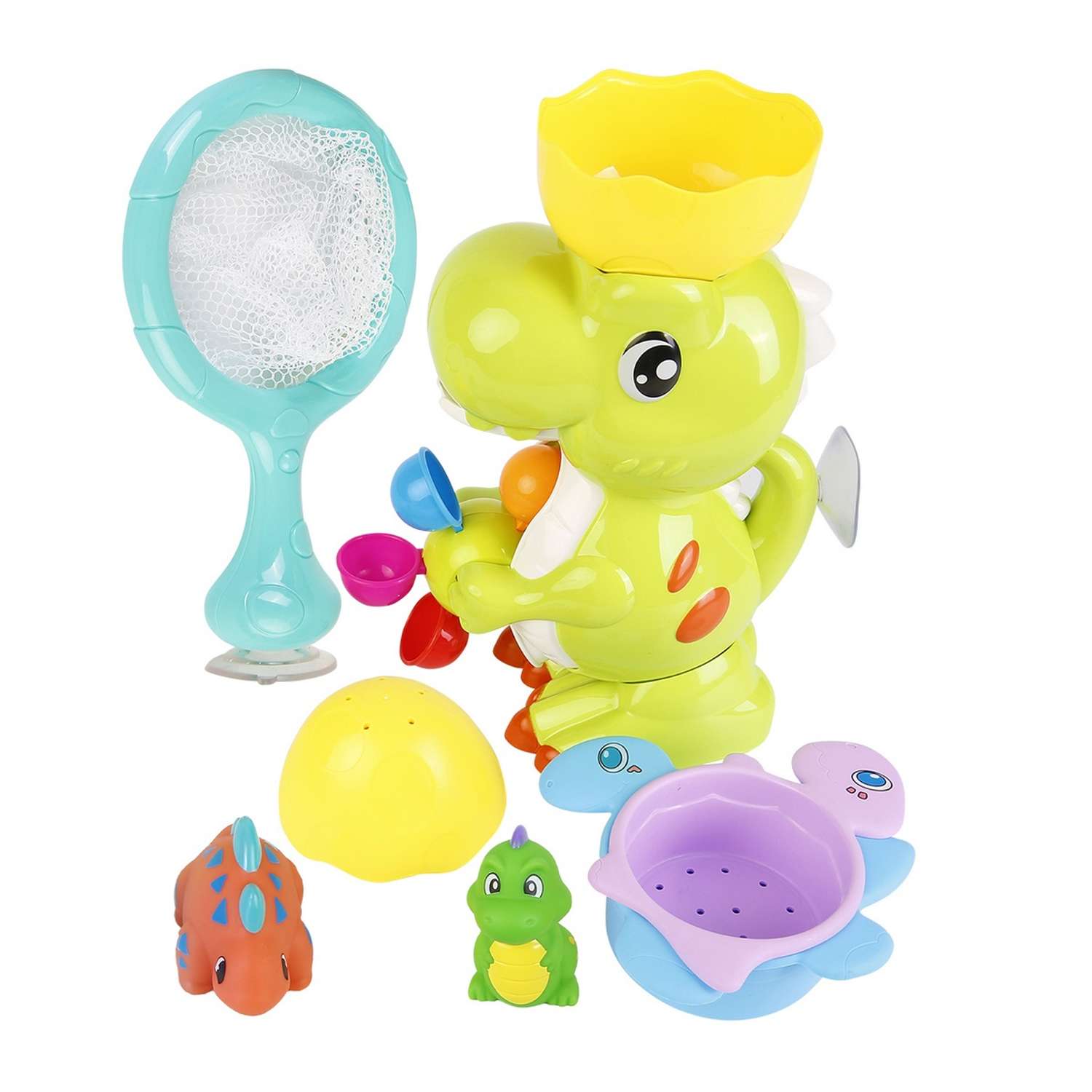 Набор игрушек для купания Mioshi Динозавр-фонтанчик 7 предметов - фото 1