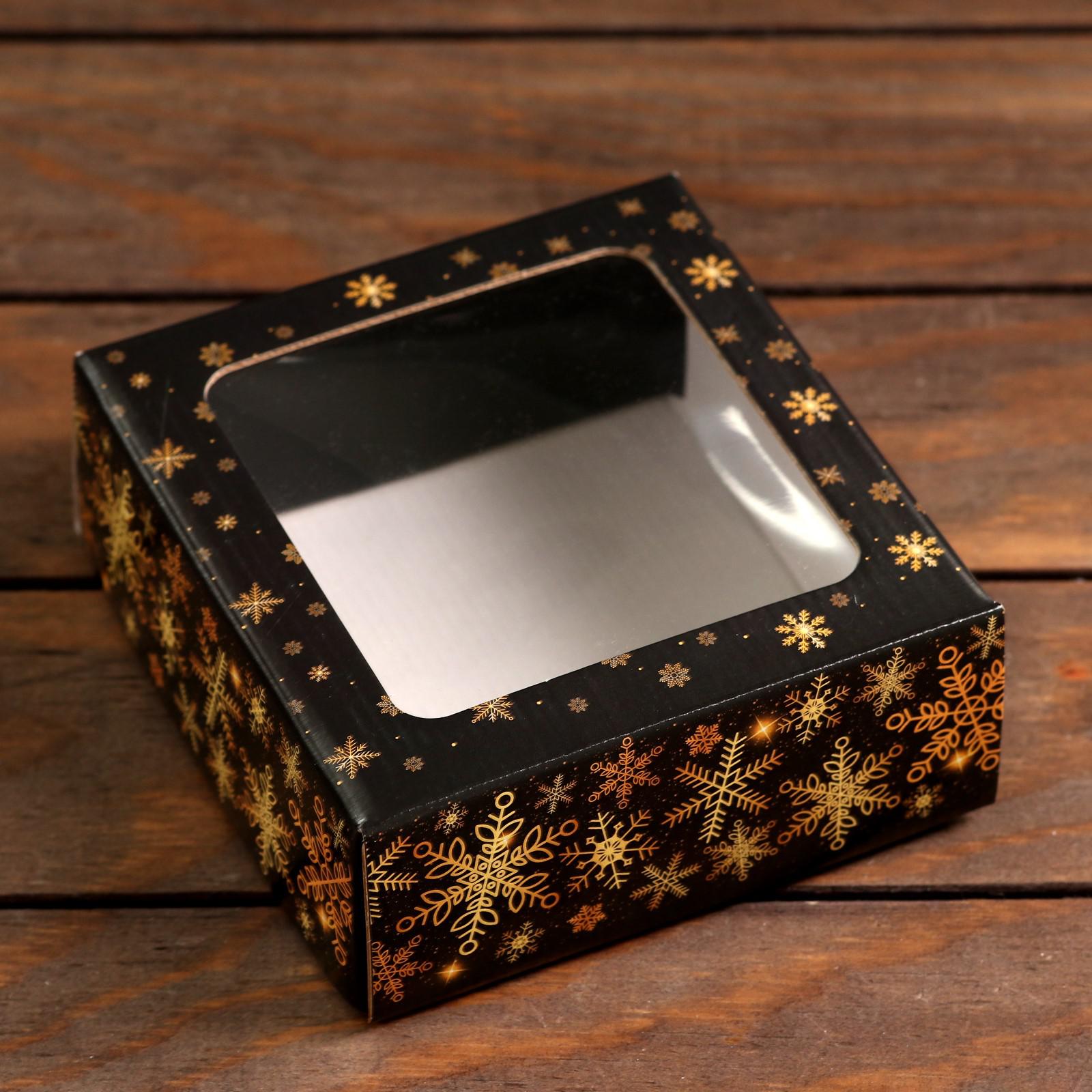 Коробка Sima-Land подарочная. крышка дно.«Снежинки» 14.5×14.5×6 см - фото 3
