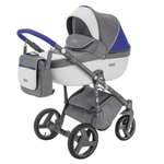 Коляска 2в1 BeBe-mobile Ravenna Sport V103 Темно-серый+Белая кожа+Синяя кожаная отделка