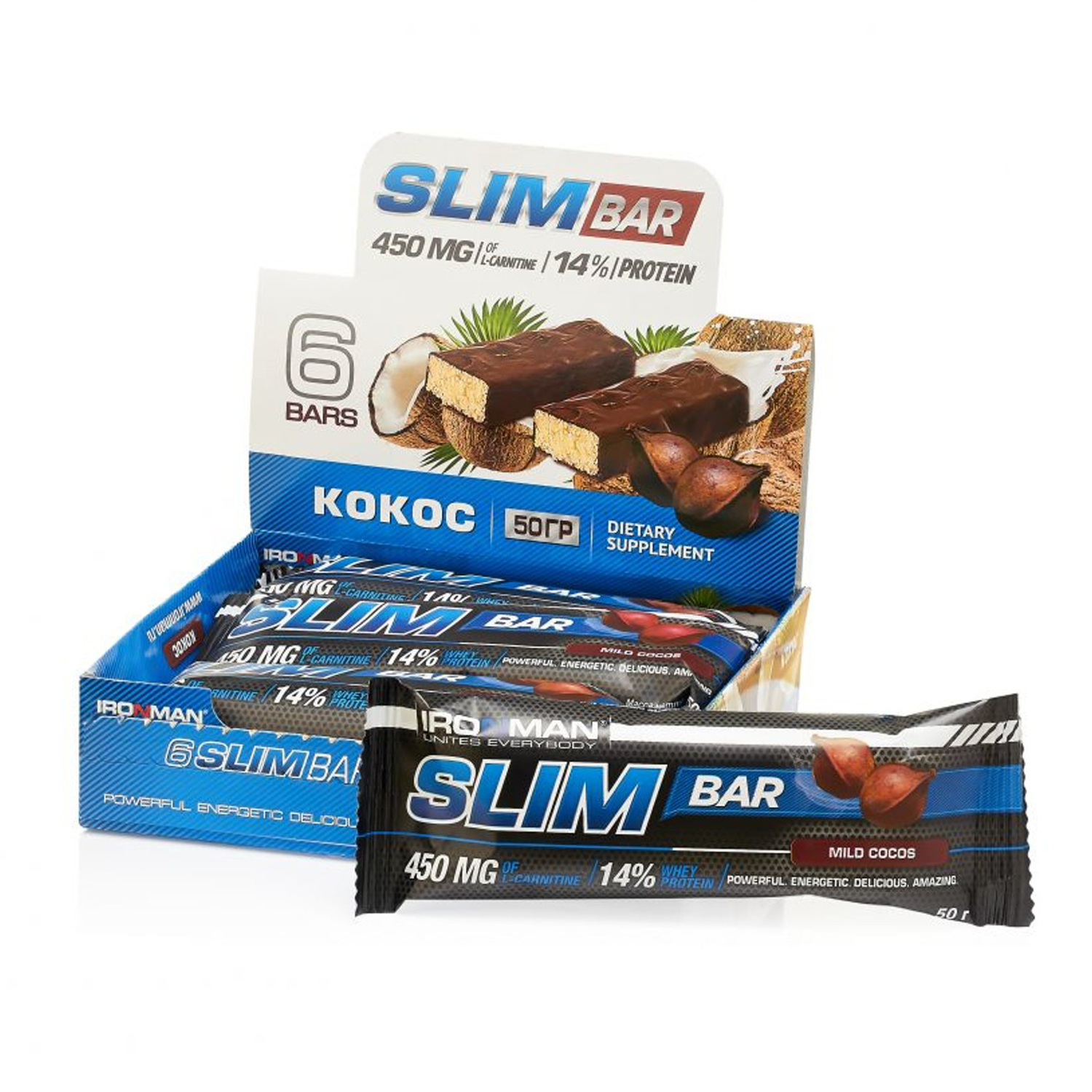 Продукт пищевой IronMan Slim Bar кокос 6*50г - фото 1