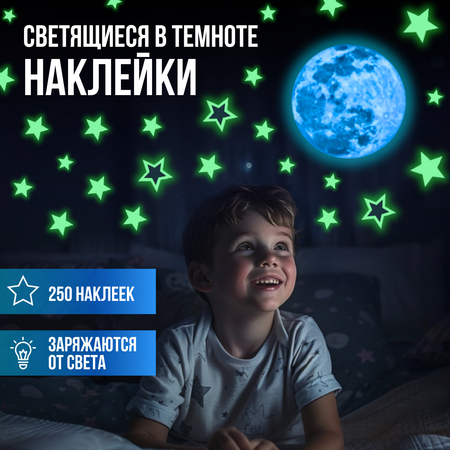 Наклейка-ночник Люми-Зуми интерьерные светящиеся в темноте Луна