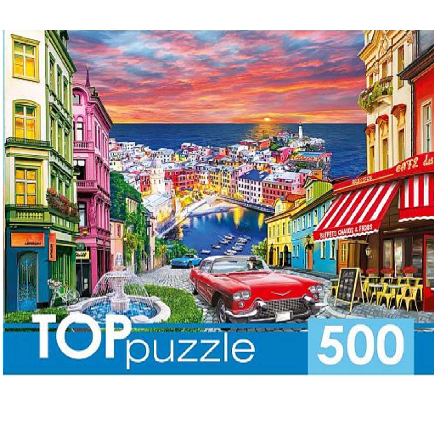 TOPpuzzle. Пазлы. Рыжий кот 500 элементов. Итальянский город у моря - фото 1