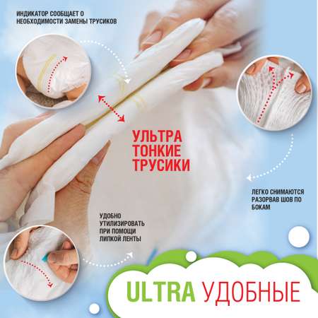 Подгузники-трусики Ekitto 6 размер XXL для новорожденных детей ультратонкие от 15-20 кг 64 шт
