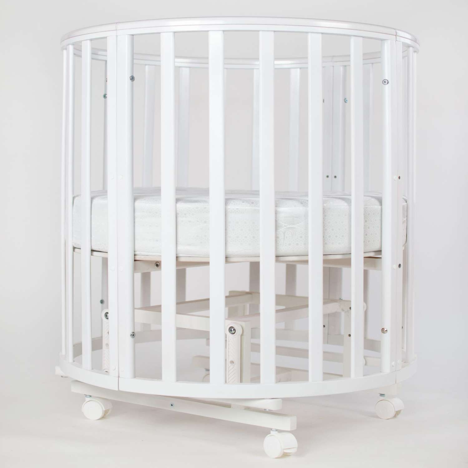 Детская кроватка Азбука Кроваток круглая, универсальный маятник (белый) - фото 17