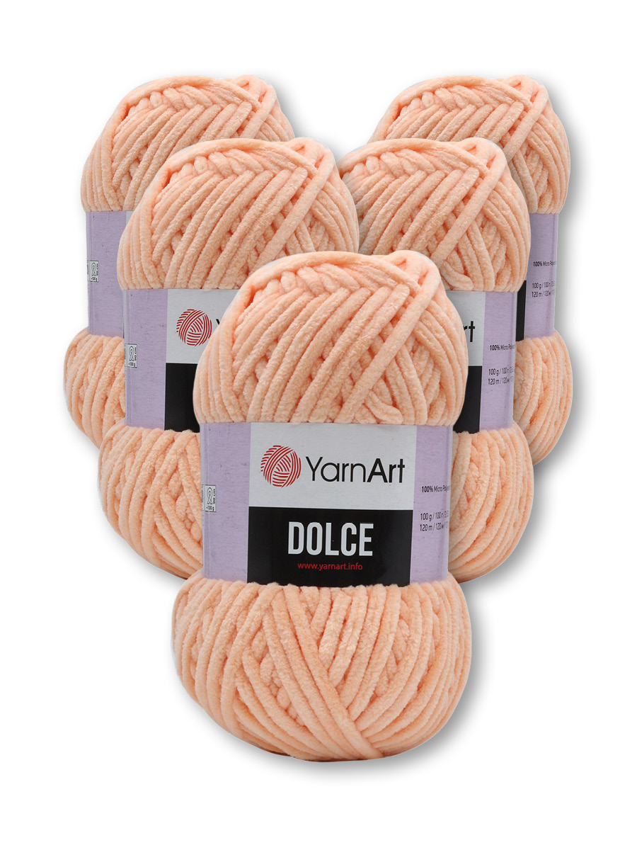 Пряжа для вязания YarnArt Dolce 100 гр 120 м микрополиэстер пушистая плюшевая 5 мотков 773 персиковый - фото 3