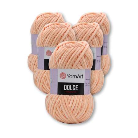 Пряжа для вязания YarnArt Dolce 100 гр 120 м микрополиэстер пушистая плюшевая 5 мотков 773 персиковый