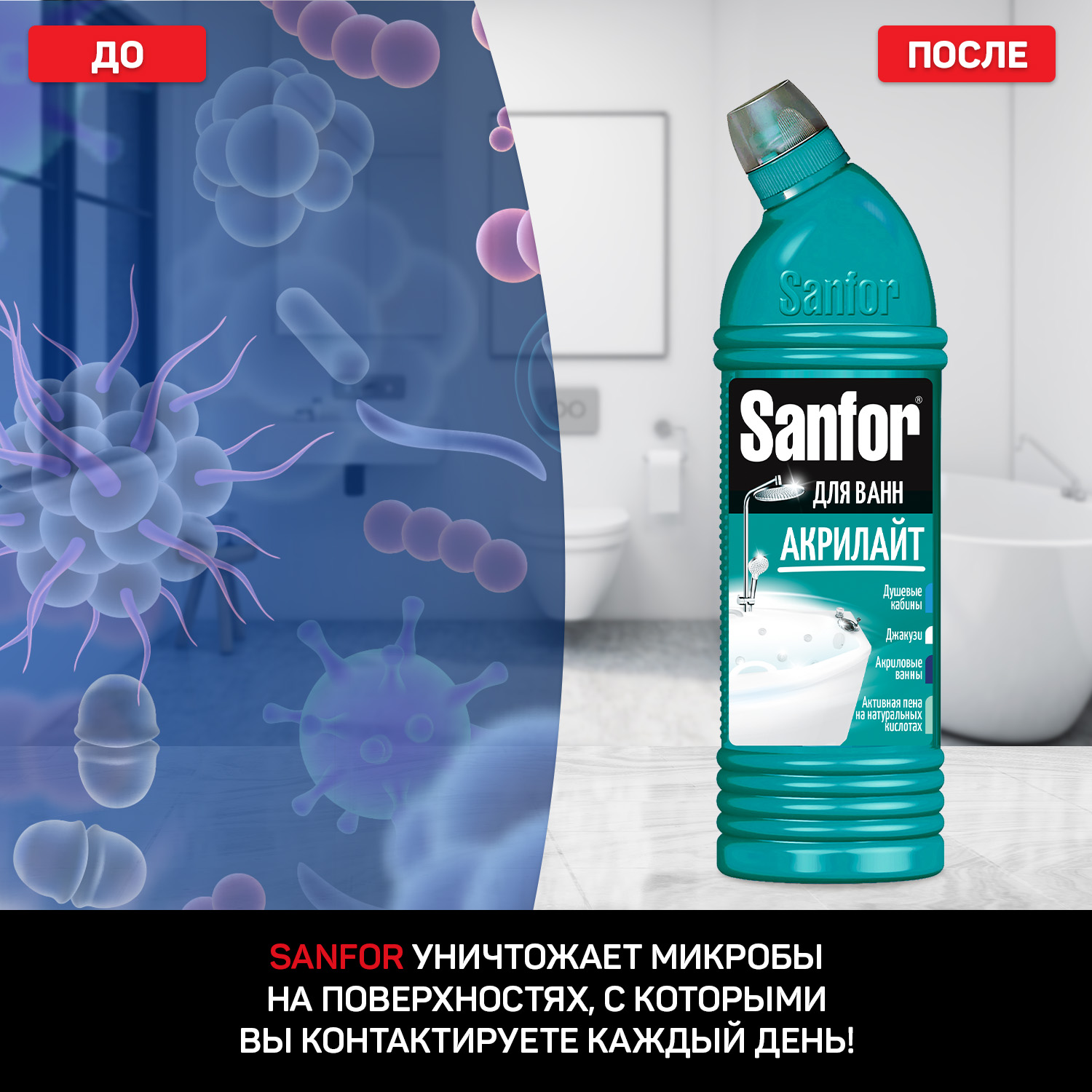 Набор бытовой химии Sanfor для уборки дома 6 штук - фото 11