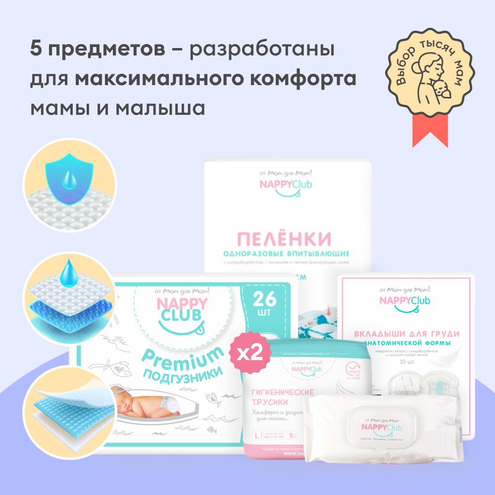 Сумка в роддом готовая NappyClub С послеродовыми трусами размера М - фото 2