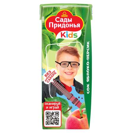 Сок Сады Придонья яблоко-персик с мякотью 0.2л с 6месяцев