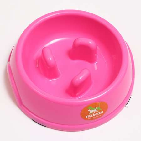 Миска Пижон пластиковая медленное кормление18 х 18 5 х 5 5 см розовая