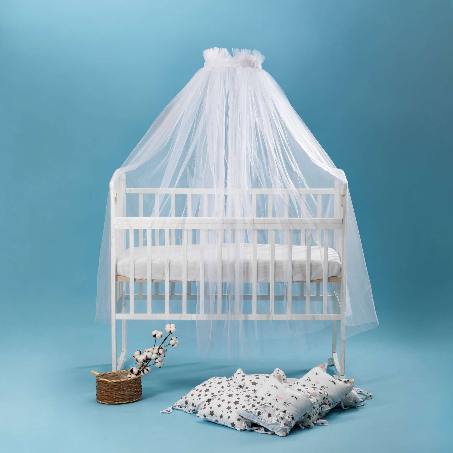 Набор для кроватки BABY STYLE балдахин белый и кронштейн - фото 1
