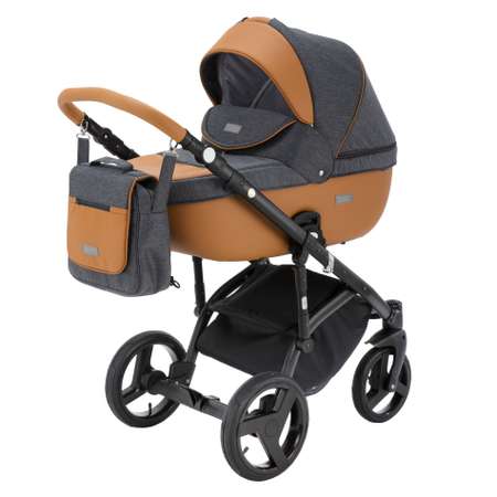 Коляска 3в1 BeBe-mobile Ravenna Standart V11 Темно-серый+Карамель кожа+Карамельная кожаная отделка