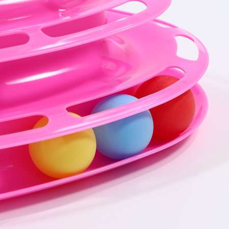 Игровой Пижон комплекс для кошек трехуровневый с шариками. розовый