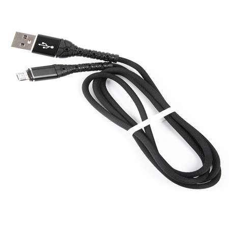 Дата-кабель mObility USB – microUSB 3А тканевая оплетка черный