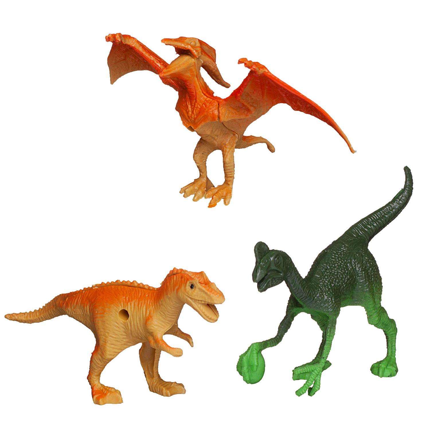Игровой набор Junfa Динозавры 1 большой зеленый 3 маленьких клетка свет звук - фото 5
