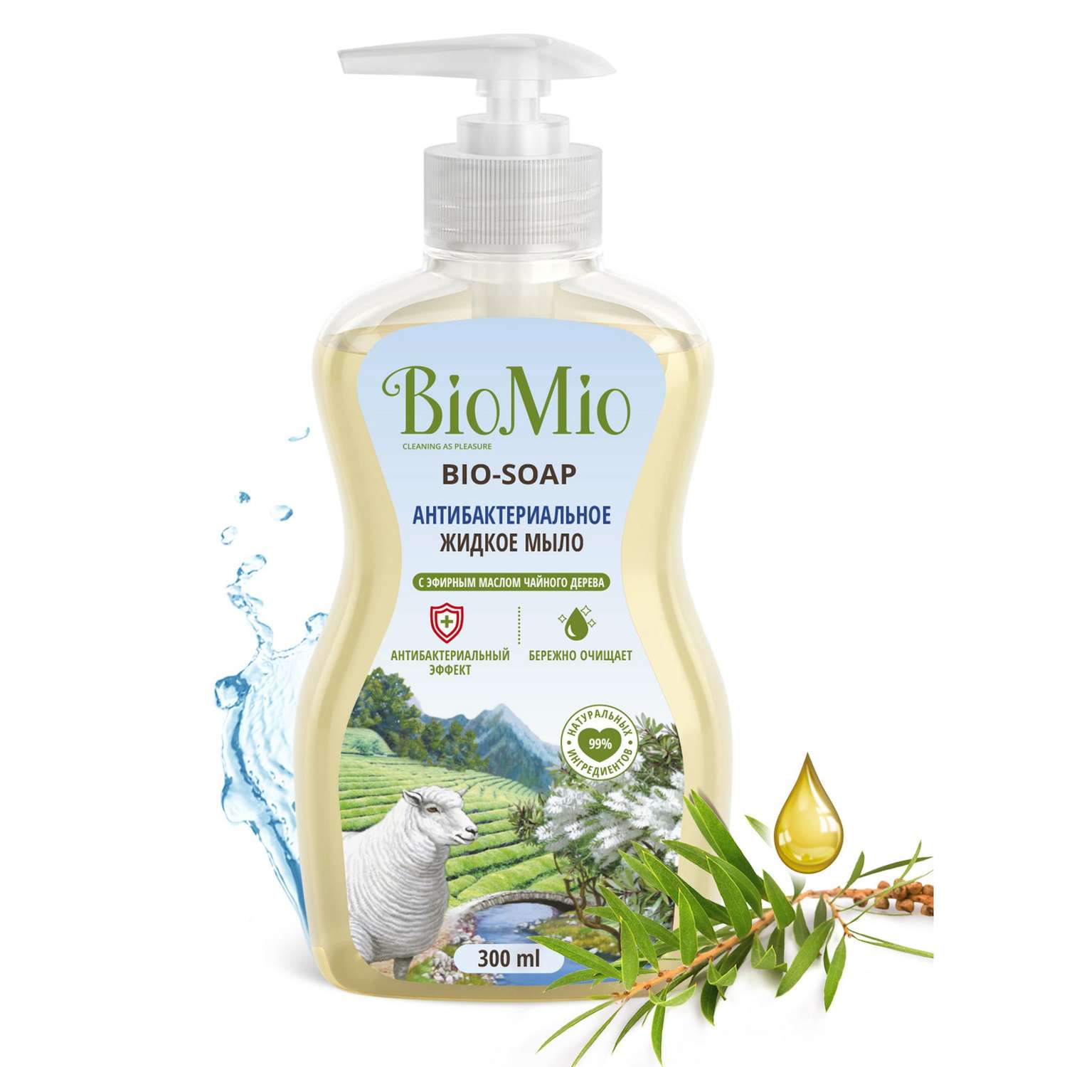 Мыло жидкое BioMio антибактериальное с маслом чайного дерева 300мл - фото 1