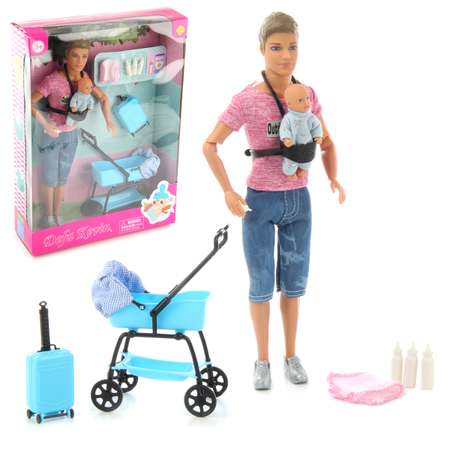 Кукла Veld Co Кевин с младенцем и коляской