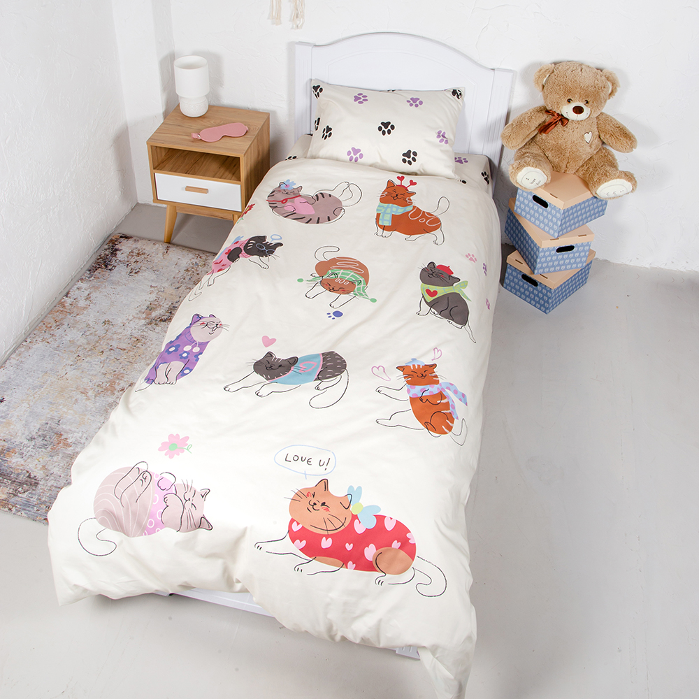 Комплект постельного белья BELLEHOME collection Котики и лапки - фото 1