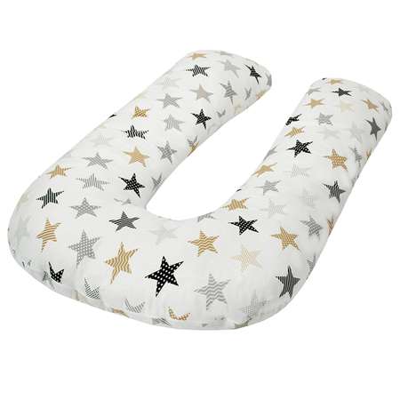 Подушка для беременных AmaroBaby U образная 340х35 см Звезды пэчворк белый
