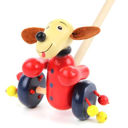 Игрушка-каталка Amico деревянная на палочке собачка