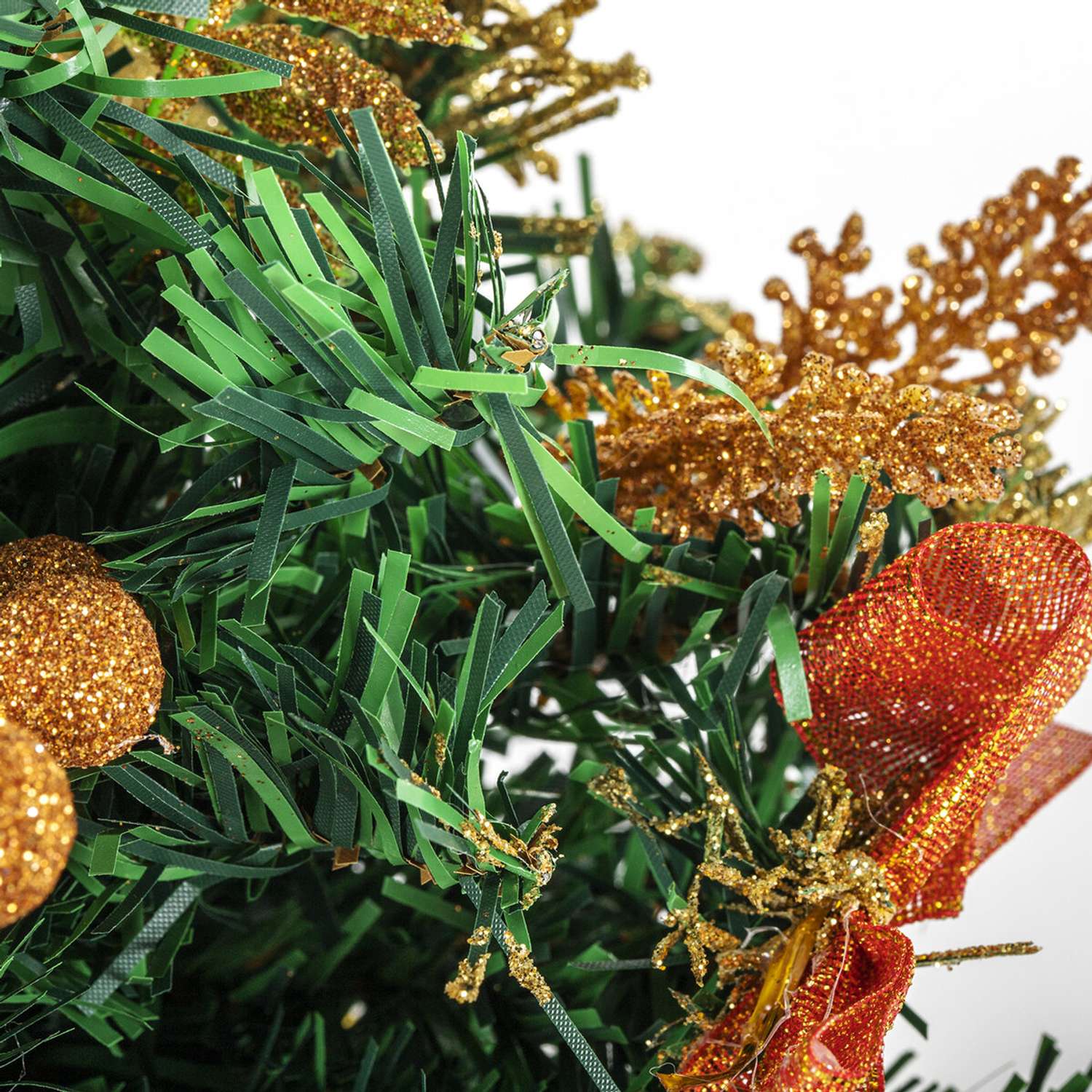 Новогодняя елка Золотая сказка искусственная настольная пушистая 30 см медно золотистый - фото 5