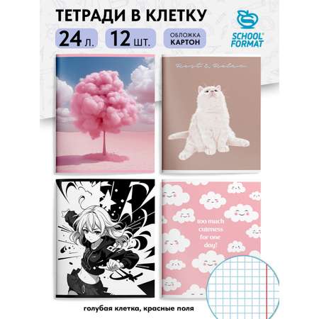 Тетрадь SCHOOLFORMAT 24 листа клетка микс