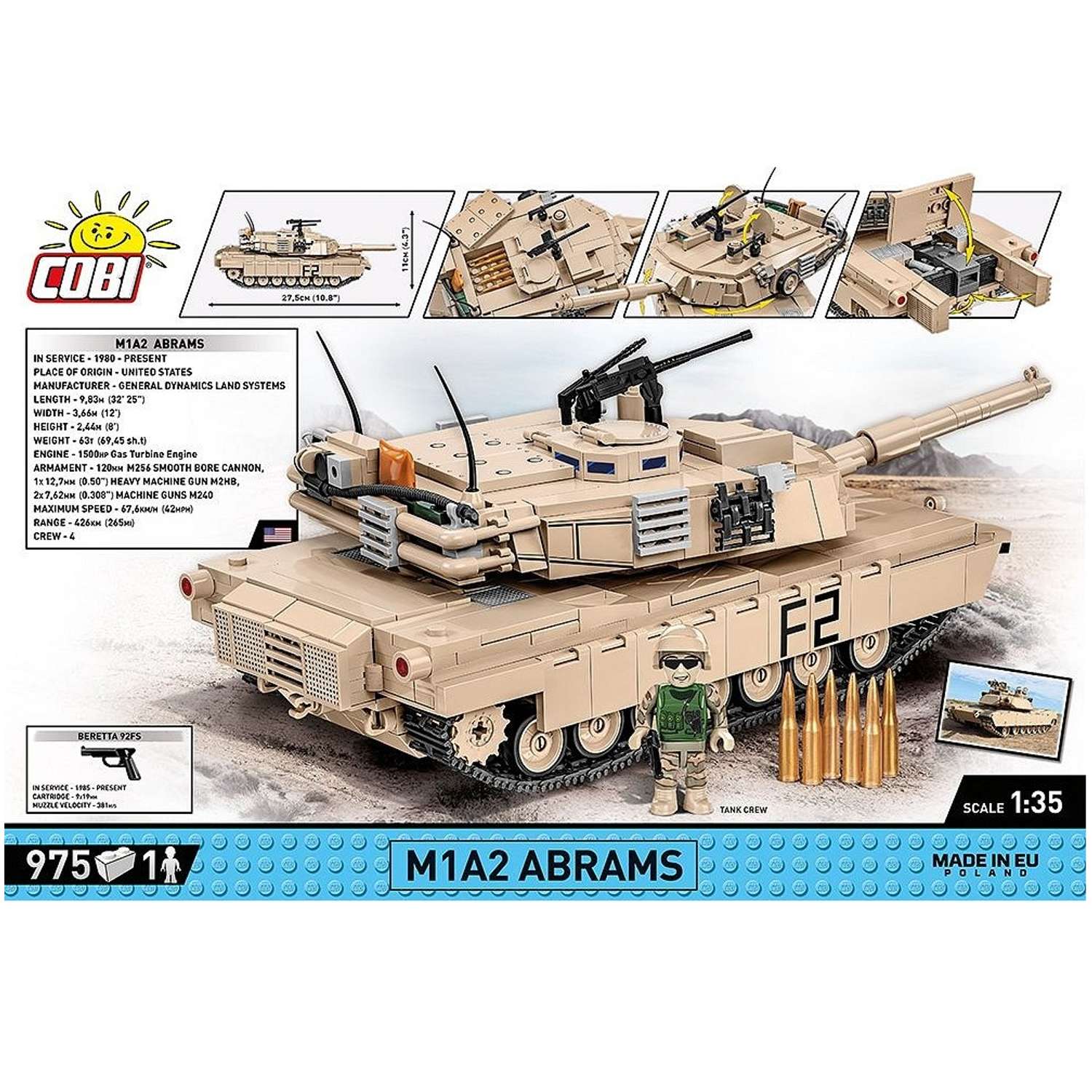 Конструктор COBI Вооруженные силы Танк Абрамс M1A2 Abrams 975 деталей - фото 7