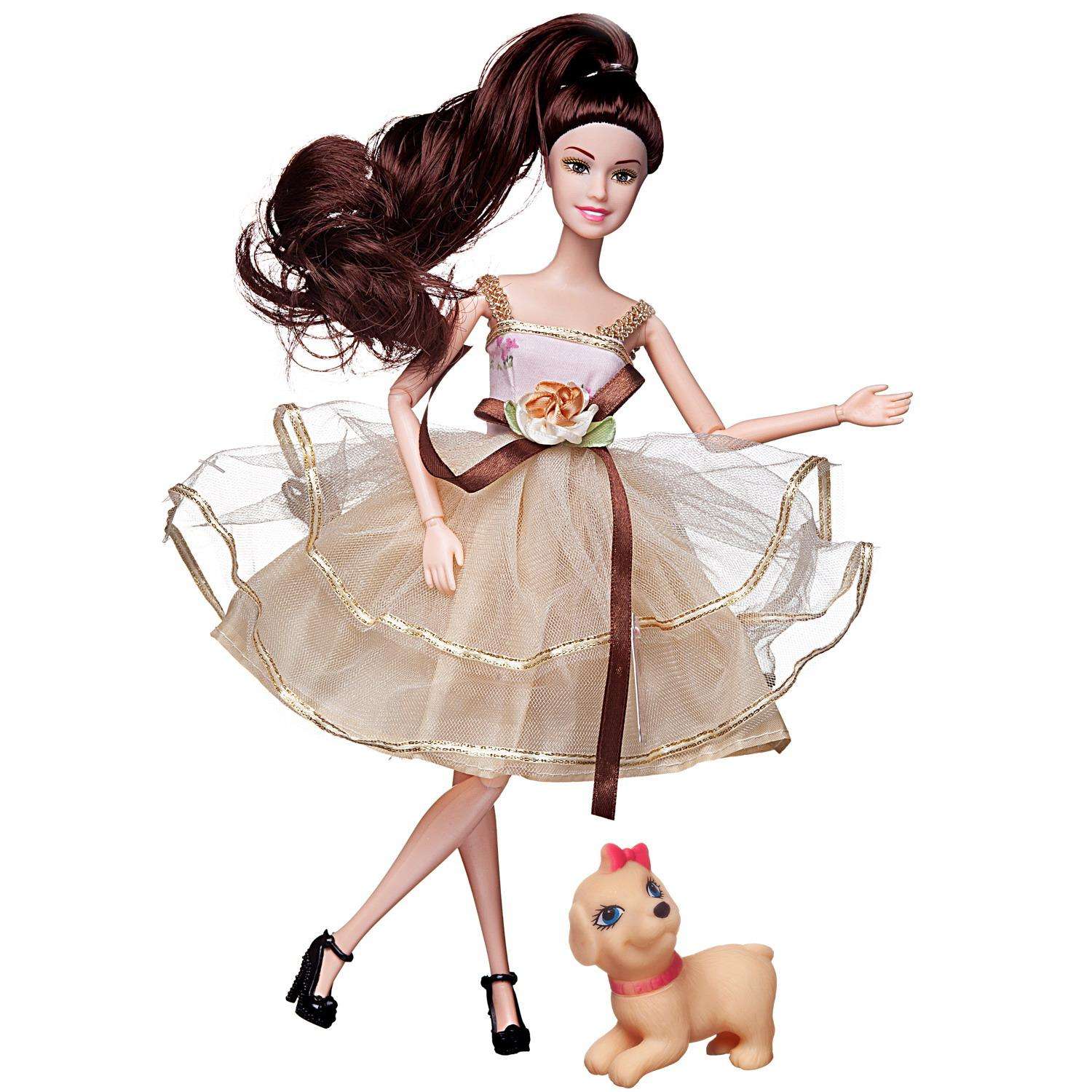 Кукла Atinil Junfa Весенняя свежесть в платье на брительках с собачкой и расческой WJ-21537/модель1 - фото 4
