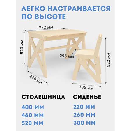 Стол и стул растущий ГРАТ Комплект