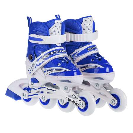 Роликовые коньки BABY STYLE раздвижный 27-30 S шлем и защита светящиеся колеса синий
