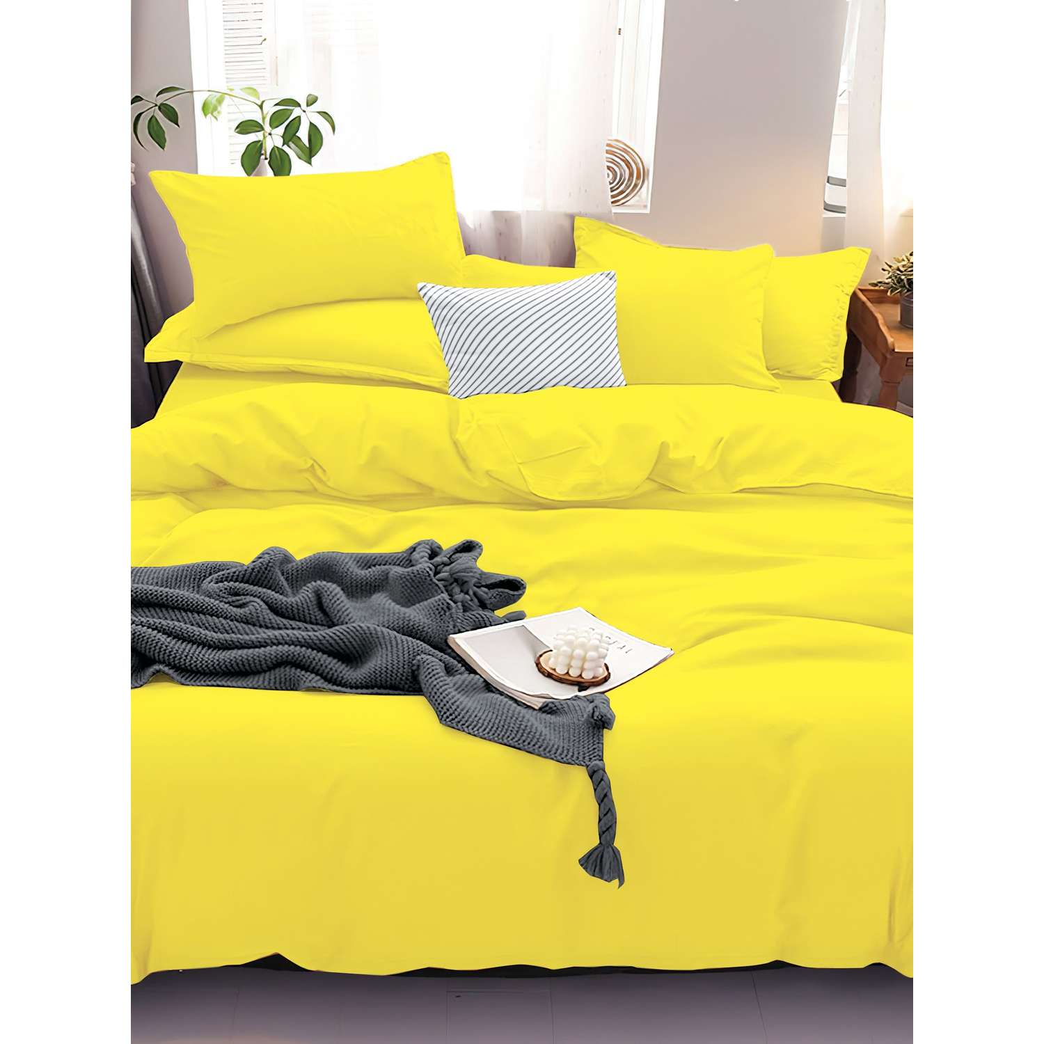Комплект постельного белья PAVLine Манетти полисатин 1.5 сп. желтый S99 - фото 1