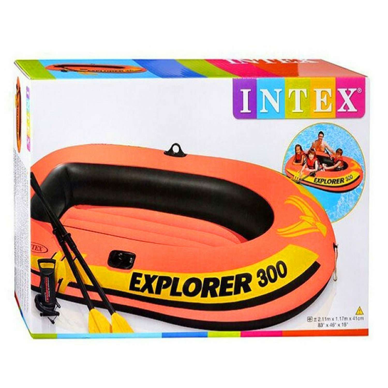 Надувная лодка INTEX Эксплорер 300 с веслами и насосом 211х117х41 см - фото 1