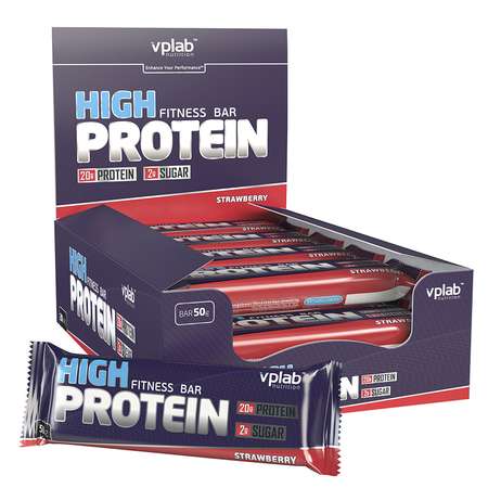 Батончик VPLAB High Protein Fitness Bar клубника 50г
