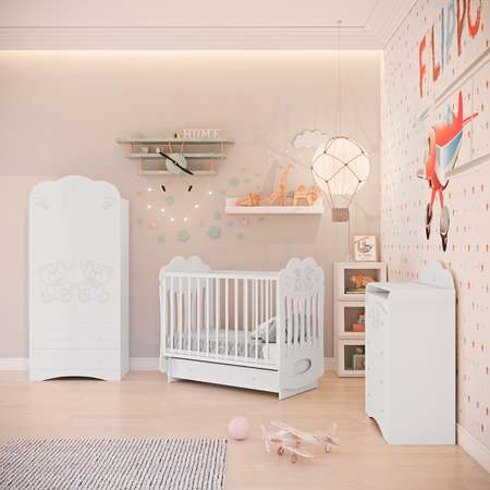 Комод ЛЕЛЬ Baby Sleep Мишки с пеленальным столиком Белый