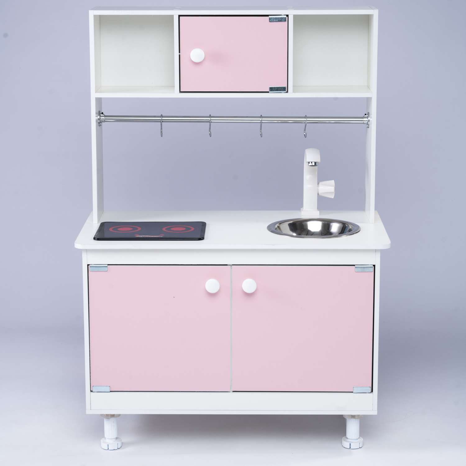 Детская кухня Sitstep рейлинг и интерактивная плита. Розовые фасады - фото 1