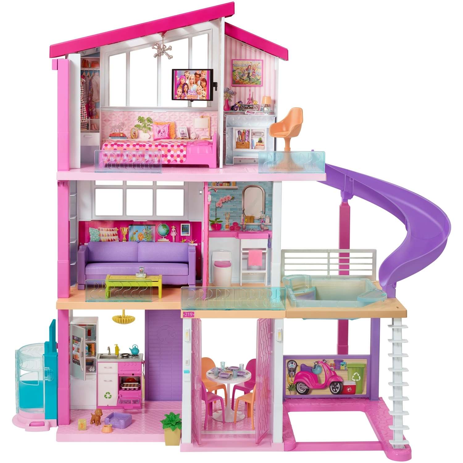 Дом для Барби деревянный большой кукольный домик со светом