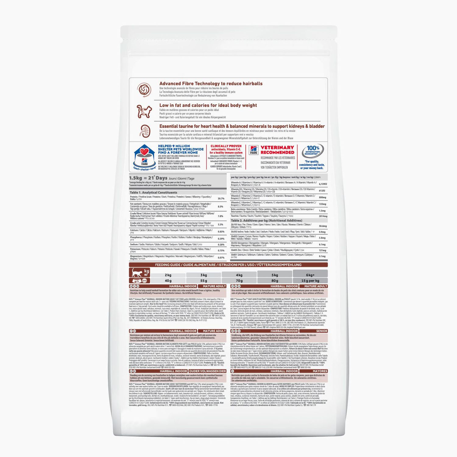 Корм сухой HILLS 1,5кг Science Plan Hairball Control с курицей для взрослых кошек - фото 2