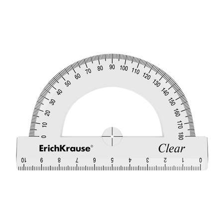 Транспортир ErichKrause 180°/ 10 см clear в полибеге