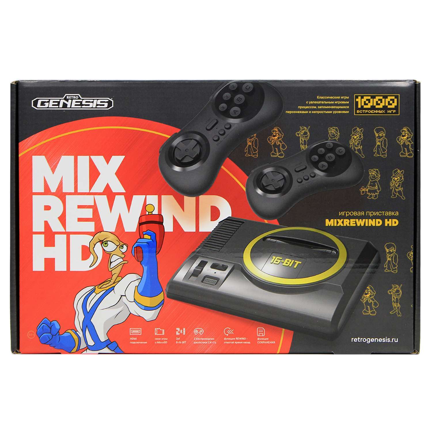 Игровая приставка Retro Genesis MixRewind HD 1000 игр 8+16Bit - фото 1