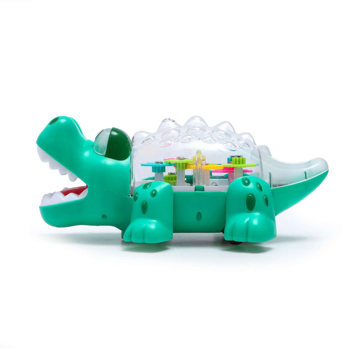 Крокодил Sima-Land Шестерёнки со светом и звуком работает от батареек цвет зелёный - фото 2