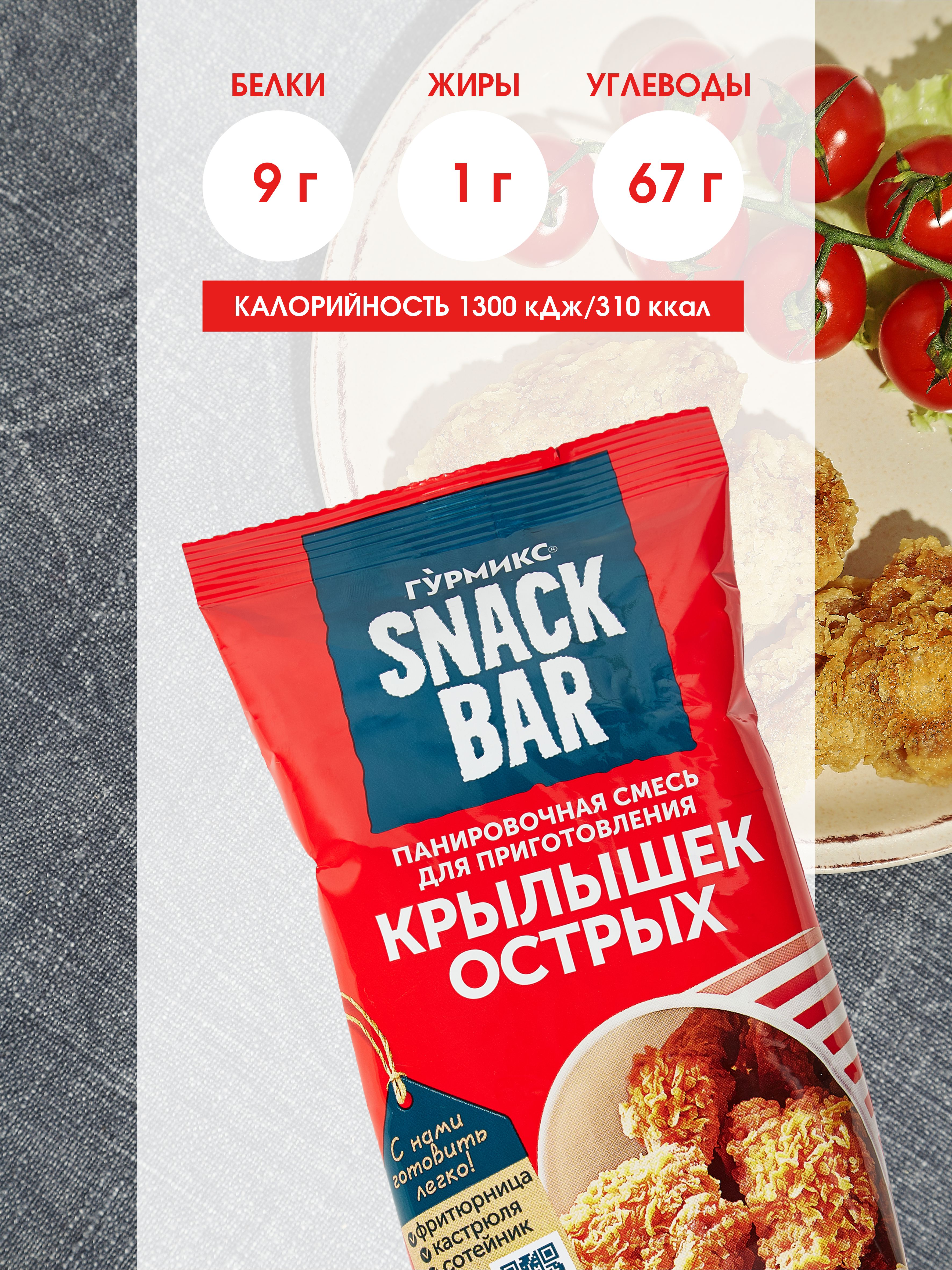 Смесь панировочная ГУРМИКС SNACK BAR для приготовления крылышек острая 240 г - фото 4