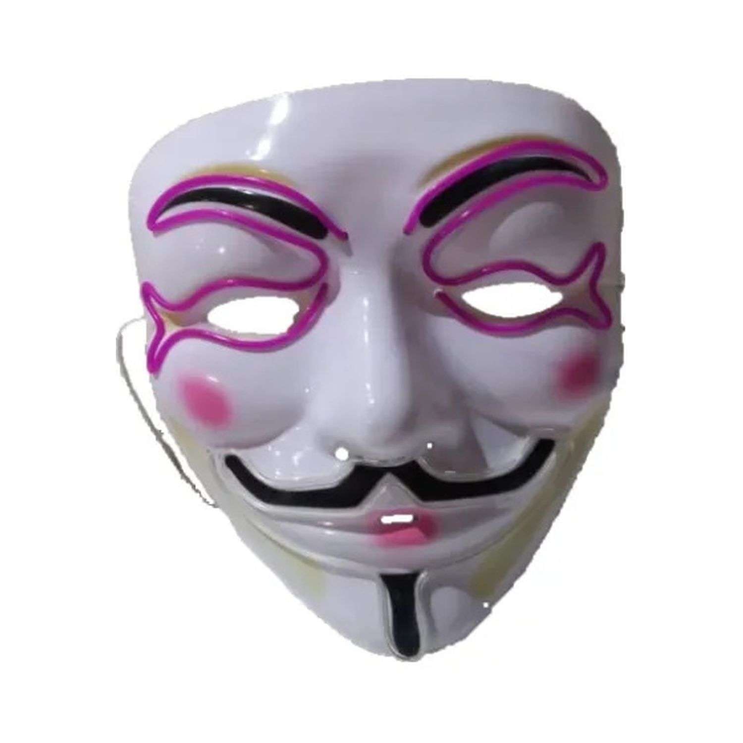 Неоновая маска Гая Фокса Ripoma Цвет глаз фиолетовый Цвет рта белый 03412269 - фото 1