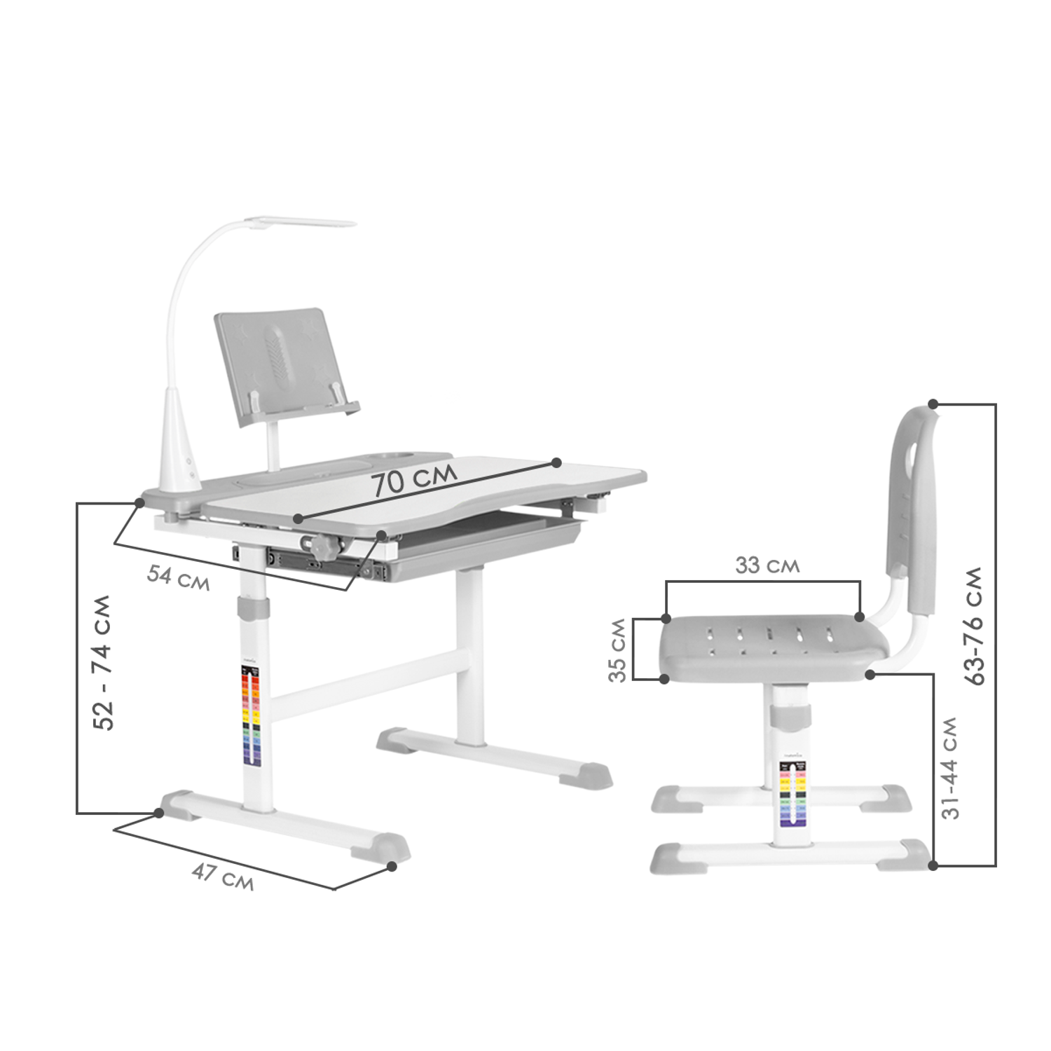 Комплект Anatomica avgusta парта + стул + выдвижной ящик + подставка