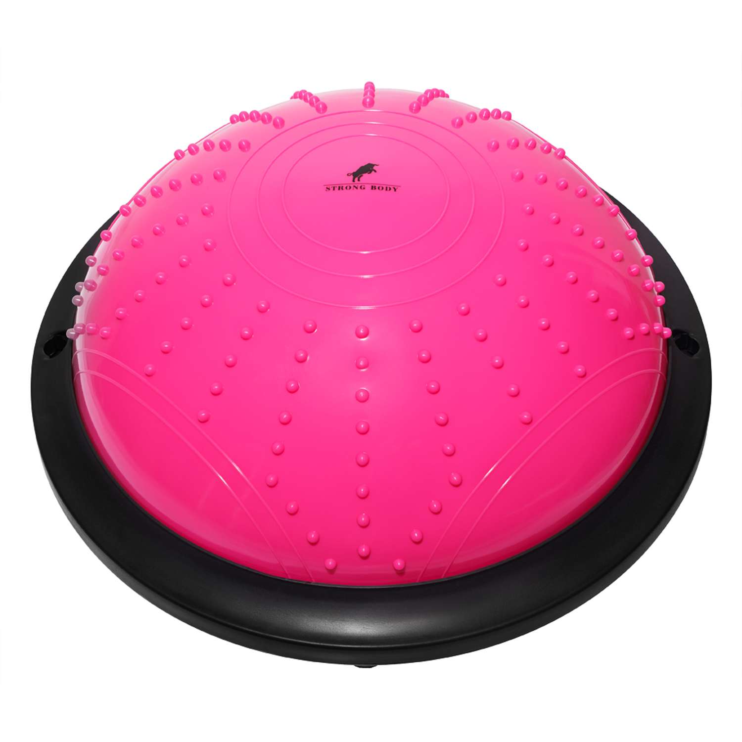Балансировочная полусфера BOSU STRONG BODY в комплекте со съемными эспандерами розовая - фото 2