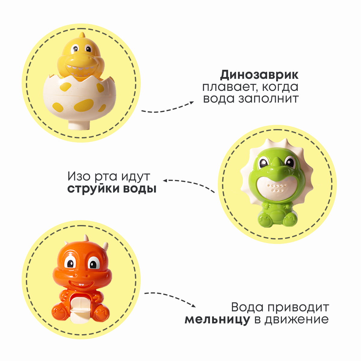 Игрушка для купания в ванной All For Baby Динозаврики - фото 3