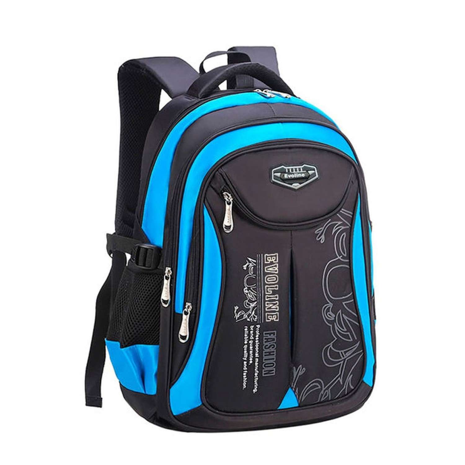 Рюкзак школьный Evoline средний черно-голубой EVO-158-1 - фото 13