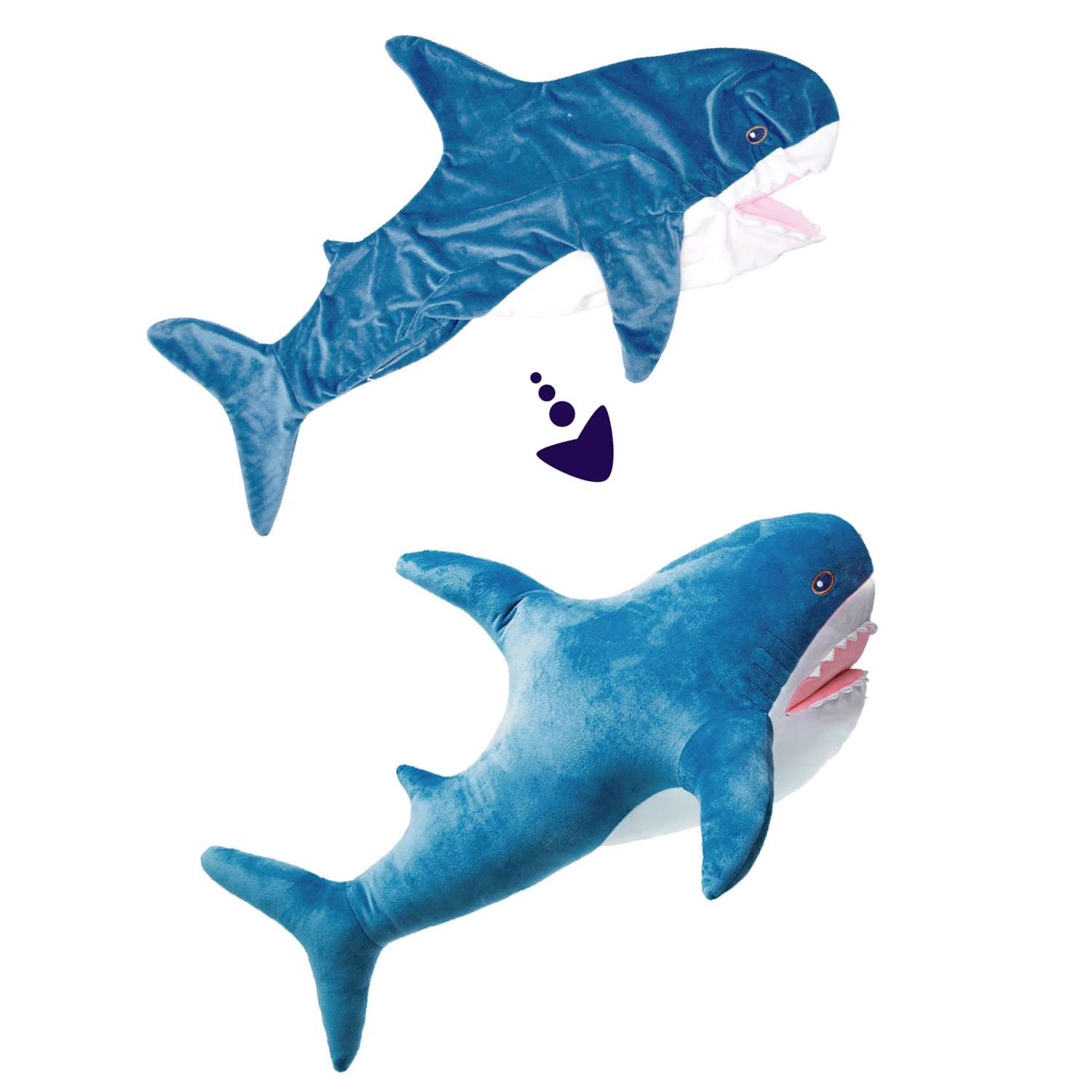 Мягкая игрушка GoldStitch Акула 100 см с карманом синяя без набивки - фото 2